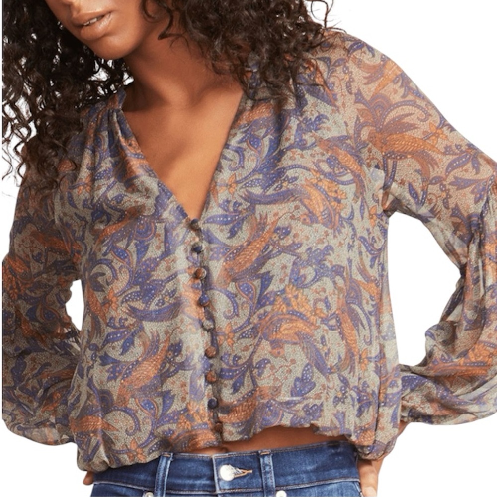 Veronica Beard Jayce Vintage Paisley Silk Blouse Women’s Size 8